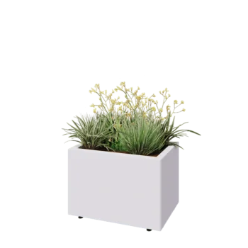 Steel planter - Rectangle - 60 x 40 x 40 cm - RAL9005 matt (white) - With bottom plate - With legs