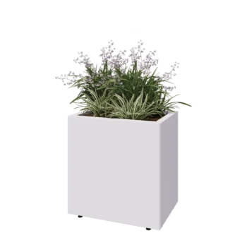 Steel planter - Rectangle - 60 x 40 x 60 cm - RAL9005 matt (white) - With bottom plate - With legs