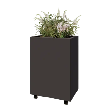 Steel planter - Rectangle - 60 x 40 x 80 cm - RAL7016 matt (anthracite grey) - With bottom plate - With wheels