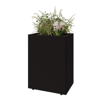 Steel planter - Rectangle - 60 x 40 x 80 cm - RAL9005 matt (black) - With bottom plate - With legs