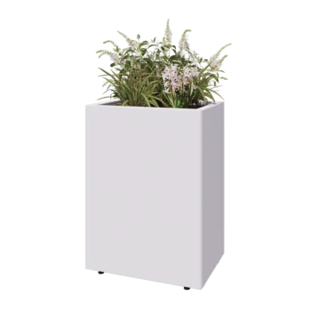 Steel planter - Rectangle - 60 x 40 x 80 cm - RAL9005 matt (white) - With bottom plate - With legs