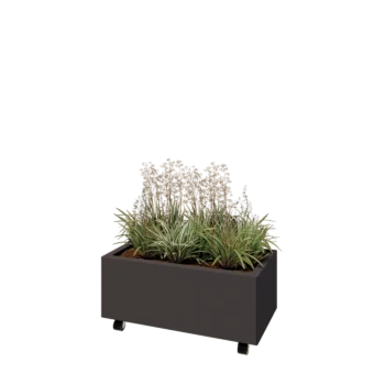 Steel planter - Rectangle - 80 x 40 x 30 cm - Other RAL colour - With bottom plate - With wheels