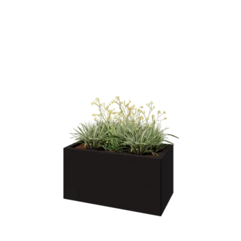 Steel planter - Rectangle - 80 x 40 x 40 cm - RAL9005 matt (black) - With bottom plate