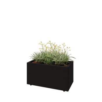 Steel planter - Rectangle - 80 x 40 x 40 cm - RAL9005 matt (black) - With bottom plate - With legs