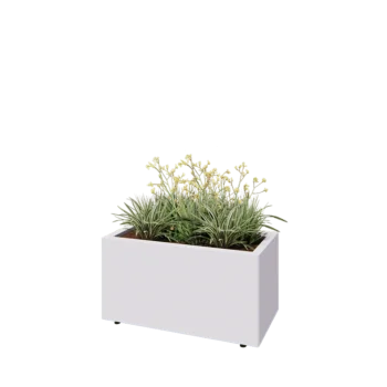 Steel planter - Rectangle - 80 x 40 x 40 cm - RAL9005 matt (white) - With bottom plate - With legs
