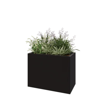 Steel planter - Rectangle - 80 x 40 x 60 cm - RAL9005 matt (black) - With bottom plate