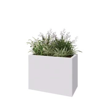 Steel planter - Rectangle - 80 x 40 x 60 cm - RAL9005 matt (white) - With bottom plate