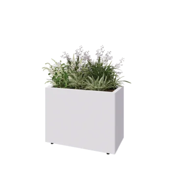 Steel planter - Rectangle - 80 x 40 x 60 cm - RAL9005 matt (white) - With bottom plate - With legs