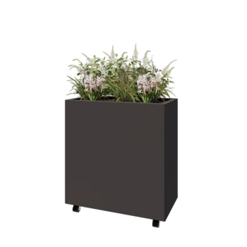 Steel planter - Rectangle - 80 x 40 x 80 cm - RAL7016 matt (anthracite grey) - With bottom plate - With wheels