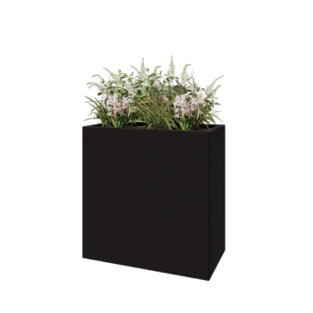 Steel planter - Rectangle - 80 x 40 x 80 cm - RAL9005 matt (black) - With bottom plate