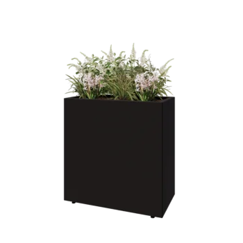 Steel planter - Rectangle - 80 x 40 x 80 cm - RAL9005 matt (black) - With bottom plate - With legs