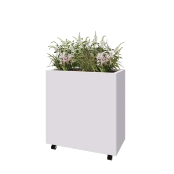 Steel planter - Rectangle - 80 x 40 x 80 cm - RAL9005 matt (white) - With bottom plate - With wheels