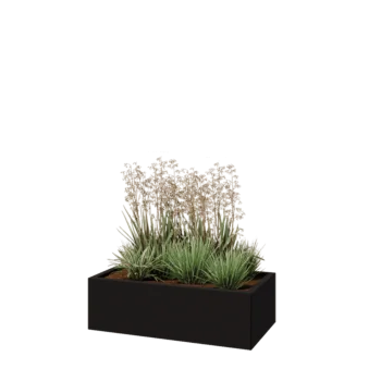 Steel planter - Rectangle - 100 x 50 x 30 cm - RAL9005 matt (black) - Without bottom plate