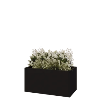 Steel planter - Rectangle - 100 x 50 x 50 cm - RAL9005 matt (black) - Without bottom plate