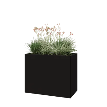 Steel planter - Rectangle - 100 x 50 x 80 cm - RAL9005 matt (black) - With bottom plate