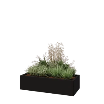 Steel planter - Rectangle - 120 x 50 x 30 cm - RAL9005 matt (black) - Without bottom plate