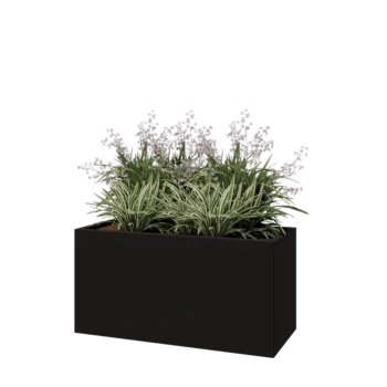 Steel planter - Rectangle - 120 x 50 x 60 cm - RAL9005 matt (black) - Without bottom plate
