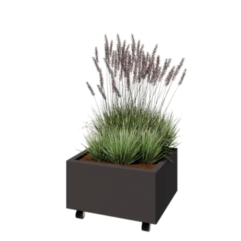 Steel planter - Rectangle - 60 x 50 x 30 cm - Other RAL colour - With bottom plate - With wheels