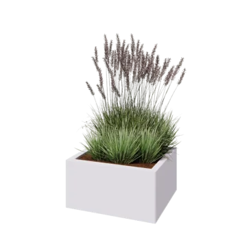 Steel planter - Rectangle - 60 x 50 x 30 cm - RAL9005 matt (white) - With bottom plate