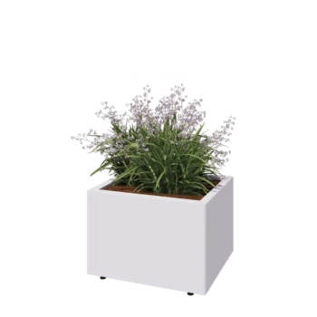 Steel planter - Rectangle - 60 x 50 x 40 cm - RAL9005 matt (white) - With bottom plate - With legs