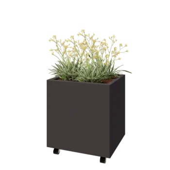 Steel planter - Rectangle - 60 x 50 x 60 cm - Other RAL colour - With bottom plate - With wheels