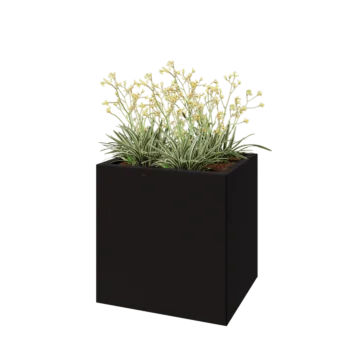 Steel planter - Rectangle - 60 x 50 x 60 cm - RAL9005 matt (black) - With bottom plate