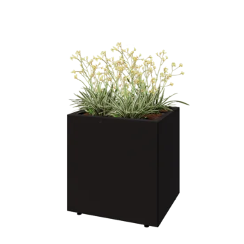 Steel planter - Rectangle - 60 x 50 x 60 cm - RAL9005 matt (black) - With bottom plate - With legs
