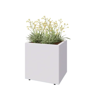 Steel planter - Rectangle - 60 x 50 x 60 cm - RAL9005 matt (white) - With bottom plate - With legs
