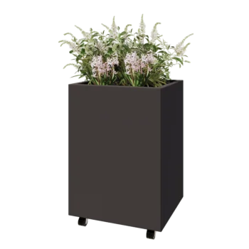 Steel planter - Rectangle - 60 x 50 x 80 cm - Other RAL colour - With bottom plate - With wheels