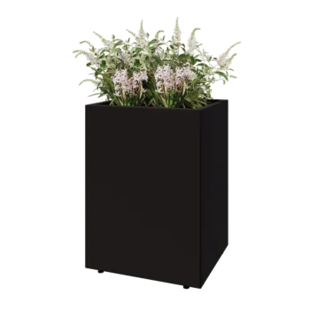 Steel planter - Rectangle - 60 x 50 x 80 cm - RAL9005 matt (black) - With bottom plate - With legs