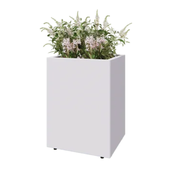 Steel planter - Rectangle - 60 x 50 x 80 cm - RAL9005 matt (white) - With bottom plate - With legs