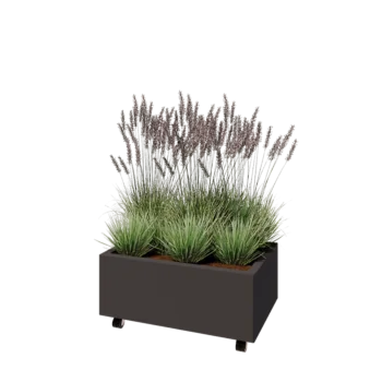 Steel planter - Rectangle - 80 x 50 x 30 cm - RAL7016 matt (anthracite grey) - With bottom plate - With wheels