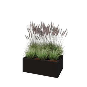 Steel planter - Rectangle - 80 x 50 x 30 cm - RAL9005 matt (black) - Without bottom plate