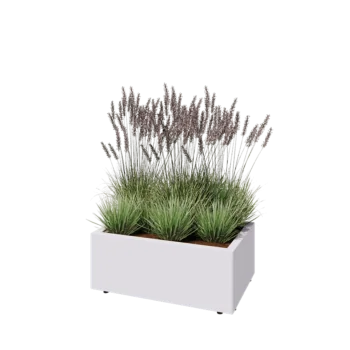 Steel planter - Rectangle - 80 x 50 x 30 cm - RAL9005 matt (white) - With bottom plate - With legs