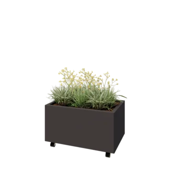 Steel planter - Rectangle - 80 x 50 x 40 cm - Other RAL colour - With bottom plate - With wheels