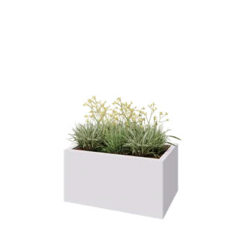 Steel planter - Rectangle - 80 x 50 x 40 cm - RAL9005 matt (white) - With bottom plate