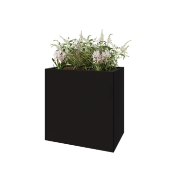 Steel planter - Rectangle - 80 x 50 x 80 cm - RAL9005 matt (black) - Without bottom plate