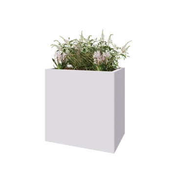 Steel planter - Rectangle - 80 x 50 x 80 cm - RAL9005 matt (white) - With bottom plate