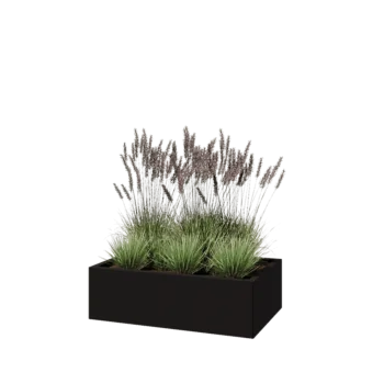 Steel planter - Rectangle - 100 x 60 x 30 cm - RAL9005 matt (black) - Without bottom plate