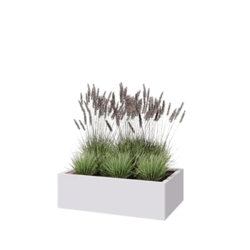 Steel planter - Rectangle - 100 x 60 x 30 cm - RAL9005 matt (white) - With bottom plate