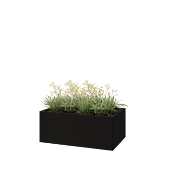 Steel planter - Rectangle - 100 x 60 x 40 cm - RAL9005 matt (black) - Without bottom plate