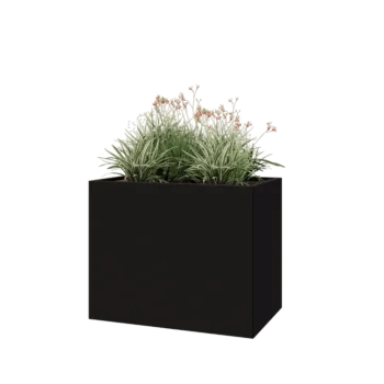 Steel planter - Rectangle - 100 x 60 x 80 cm - RAL9005 matt (black) - Without bottom plate