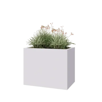 Steel planter - Rectangle - 100 x 60 x 80 cm - RAL9005 matt (white) - With bottom plate