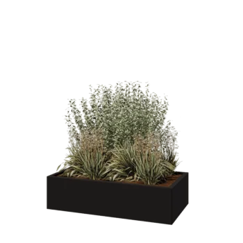 Steel planter - Rectangle - 120 x 60 x 30 cm - RAL9005 matt (black) - Without bottom plate