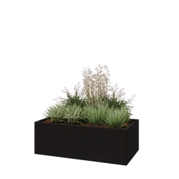 Steel planter - Rectangle - 120 x 60 x 40 cm - RAL9005 matt (black) - Without bottom plate