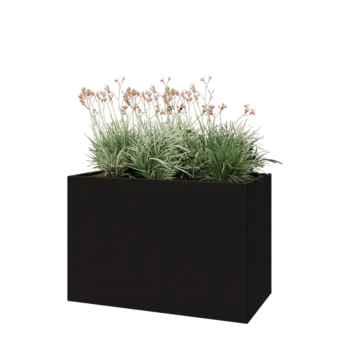 Steel planter - Rectangle - 120 x 60 x 80 cm - RAL9005 matt (black) - With bottom plate