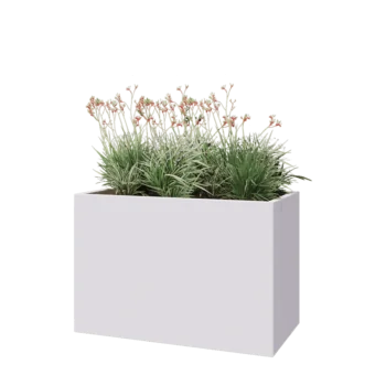 Steel planter - Rectangle - 120 x 60 x 80 cm - RAL9005 matt (white) - With bottom plate