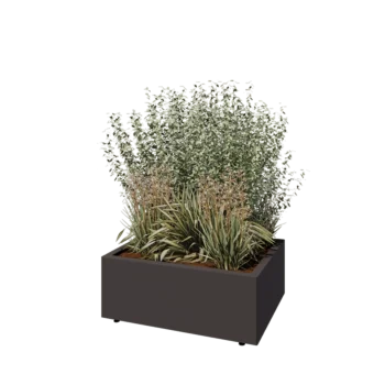 Steel planter - Rectangle - 80 x 60 x 30 cm - RAL7016 matt (anthracite grey) - With bottom plate - With legs