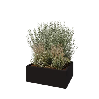 Steel planter - Rectangle - 80 x 60 x 30 cm - RAL9005 matt (black) - With bottom plate