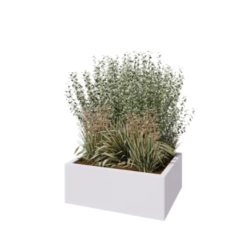 Steel planter - Rectangle - 80 x 60 x 30 cm - RAL9005 matt (white) - With bottom plate
